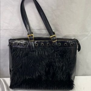 Black Cat Bag Couture Boutique Furry Purse Handbag